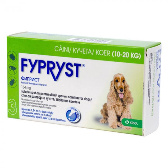 Fypryst M – Pipete Antiparazitare pentru Câini 10–20 kg (3 bucăți, Krka Vet)